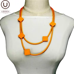 UKEBAY New Orange Torques Women Choker Necklace Rubber Leather Necklaces Handmade Goth Design Jewelry Match Clothes Necklace