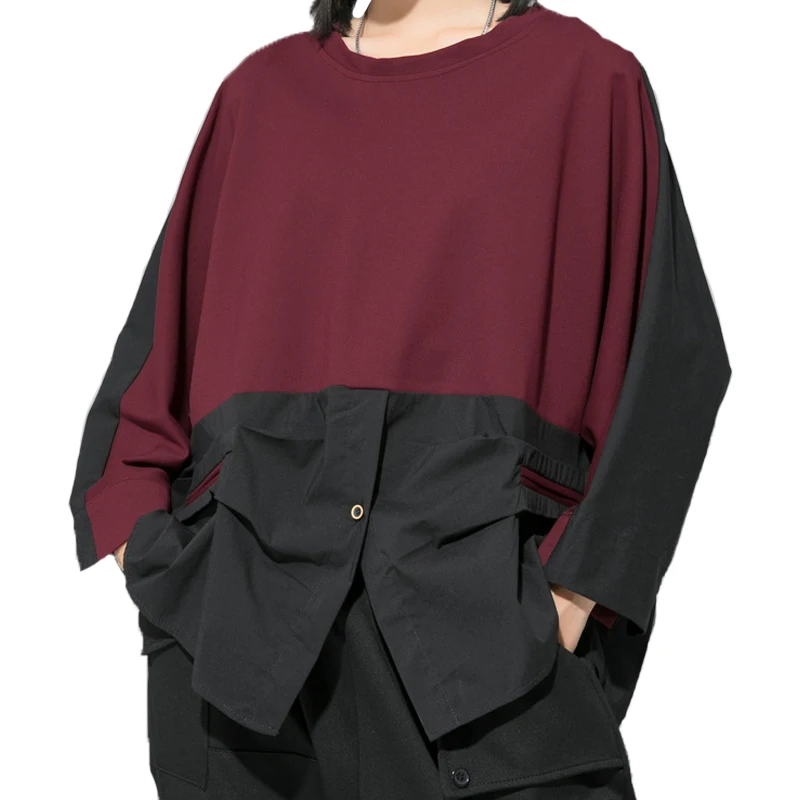 Amax luluE koreańska moda jesienna odzież uliczna damskie koszule w stylu vintage damskie patchworkowe bluzki na co dzień luźne topy ubrania typu oversize — zdjęcie 2
