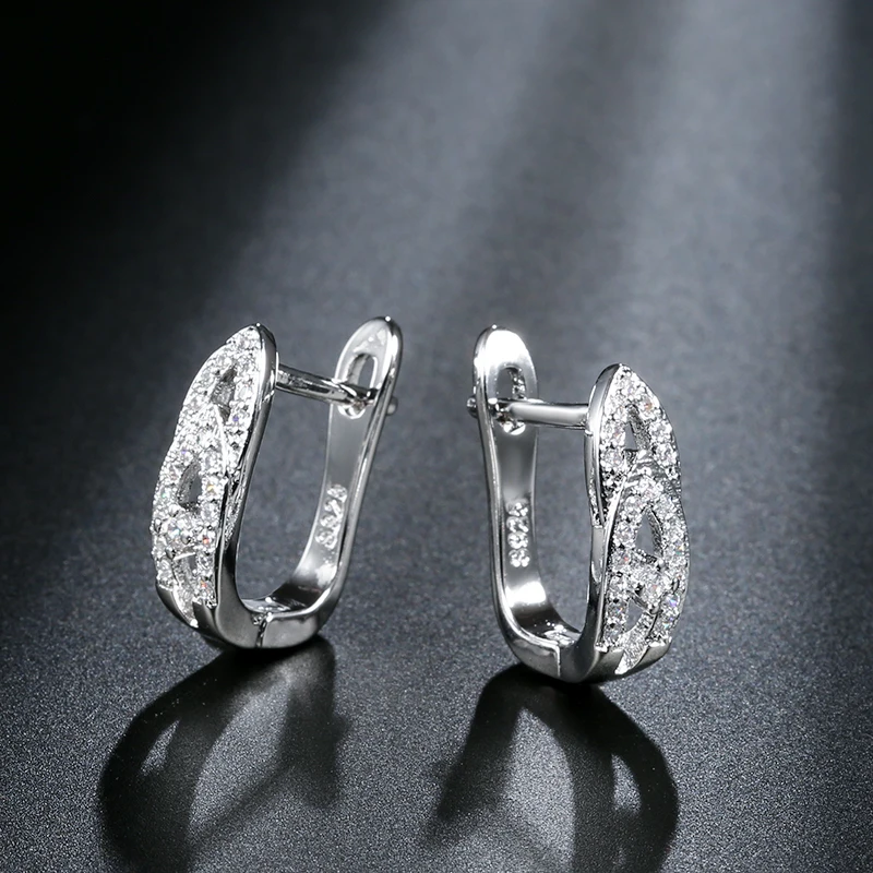 Kinel Trendy Crystal Flower Stud Earring For Women Paved Cubic Zirconia Gold Color Stud Earrings Engagement Wedding Jewelry