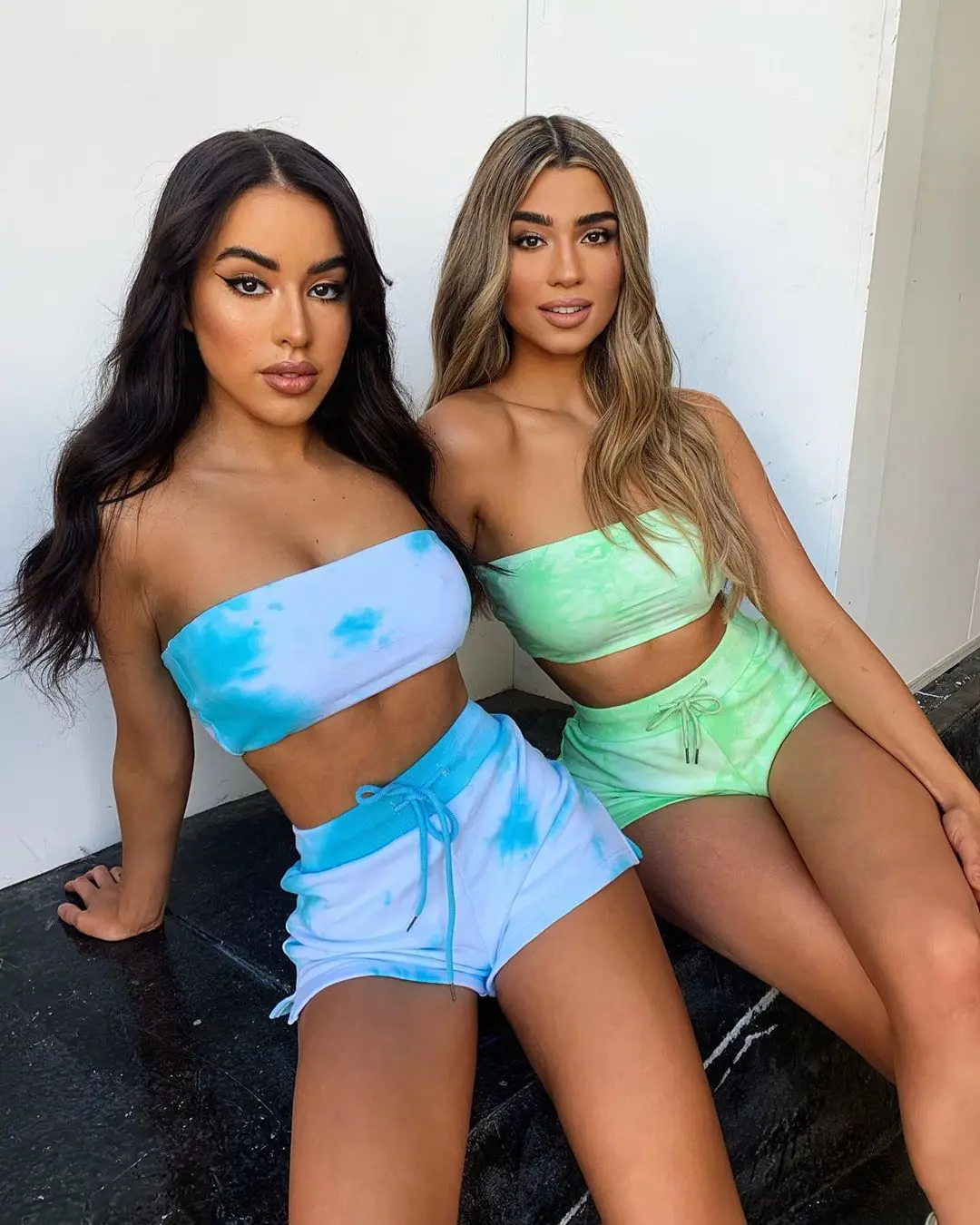 New Product Tie-dye Women's Tube Top Sexy Set, Slim Fit, Chest-wrapped Shorts, Fitness Sports Suit, T-shirt, Women