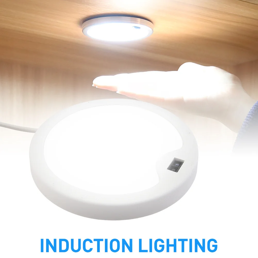 LED Hand Sweep Smart Switch LED under Cabinet lights Round LED Kitchen Bedroom Wardrobe Closet Night Lights Home Decor Light
