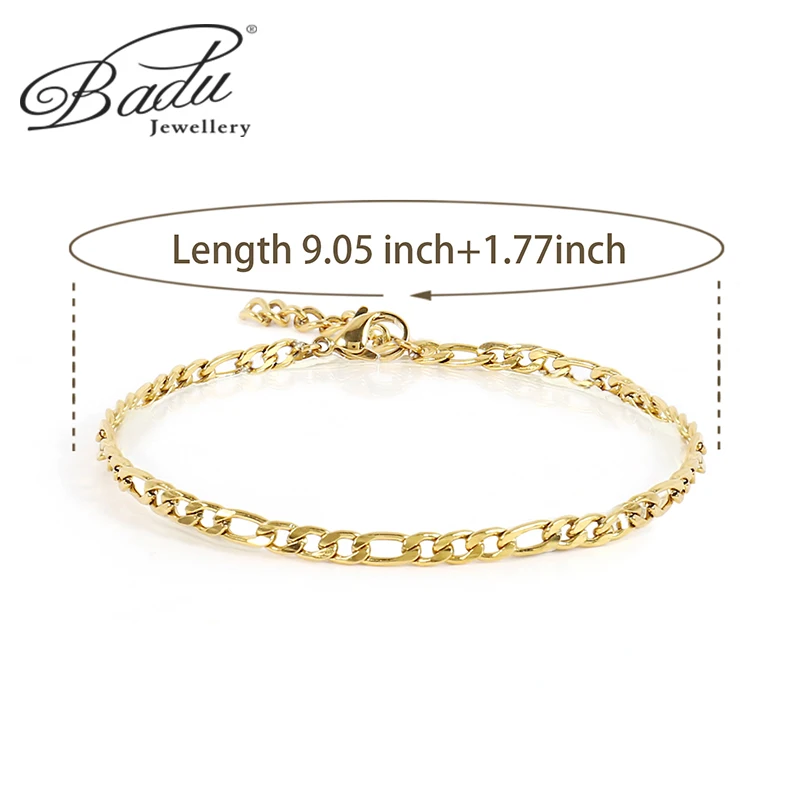 Badu Stainless Steel Anklets For Women Beach Foot Jewelry Leg Snake Link Chain Ankle Bracelets Women Summer Accessories Gift