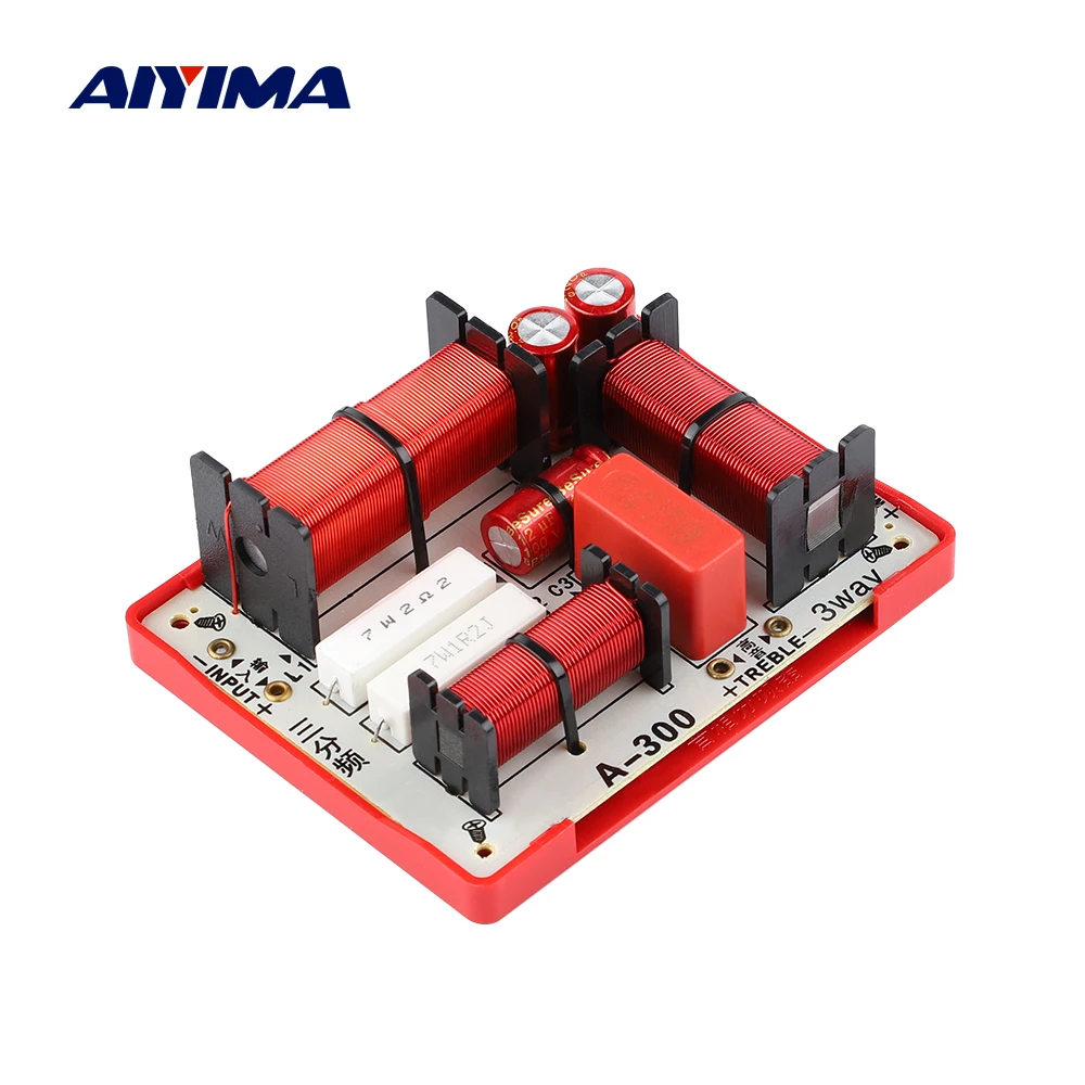 AIYIMA 180W 3 Way Audio Speaker Frequency Divider Treble + Mediant + Bass Independent Filter Crossover For 4-8 Inch Speaker DIY