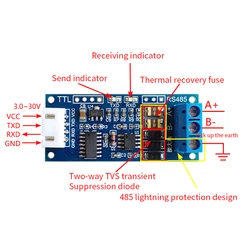 Módulo ttl para rs485, conversão mútua, porta serial ttl, hardware, controle automático de fluxo, sinal, microcontrolador