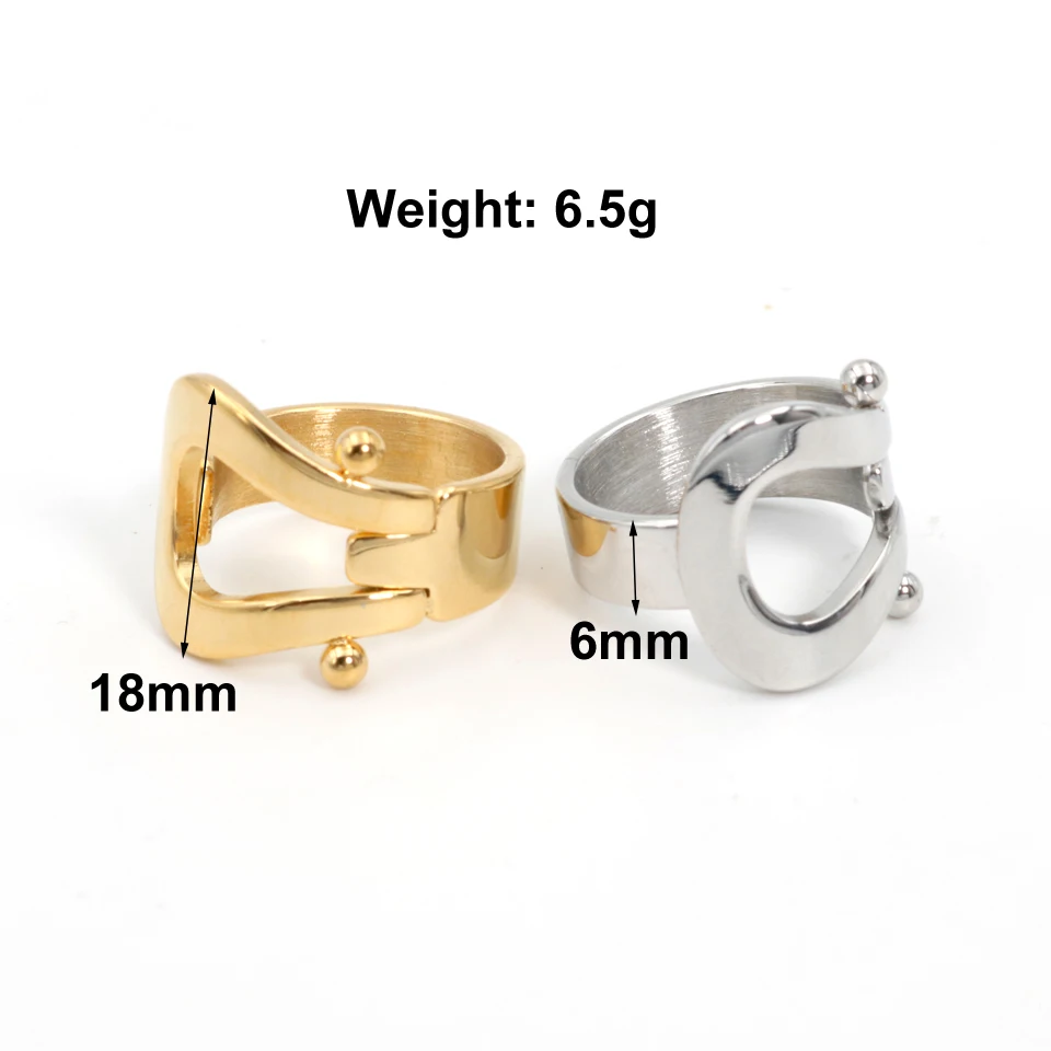 2022 New Minimalist Stainless Steel 18 K Jewelry Temperament Metal Texture Gold Color Party Ring Accessories Anillos Mujer Gift