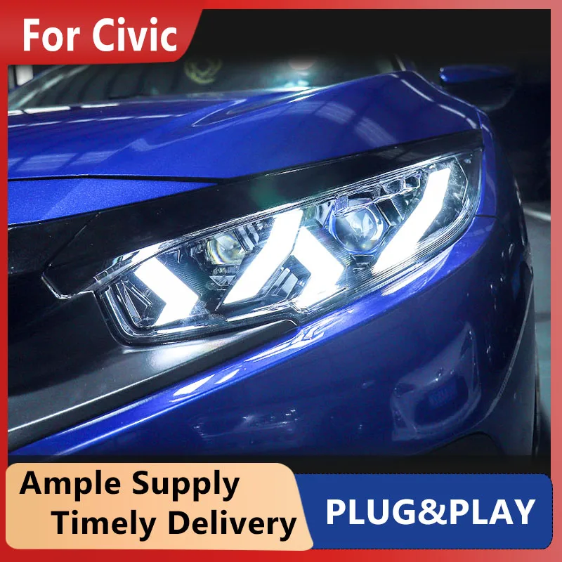 Car Styling Head Lamp for Civic X Headlights 2016-2020 New Civic LED Headlight DRL Animation LED High Beam Low Beam Accessories