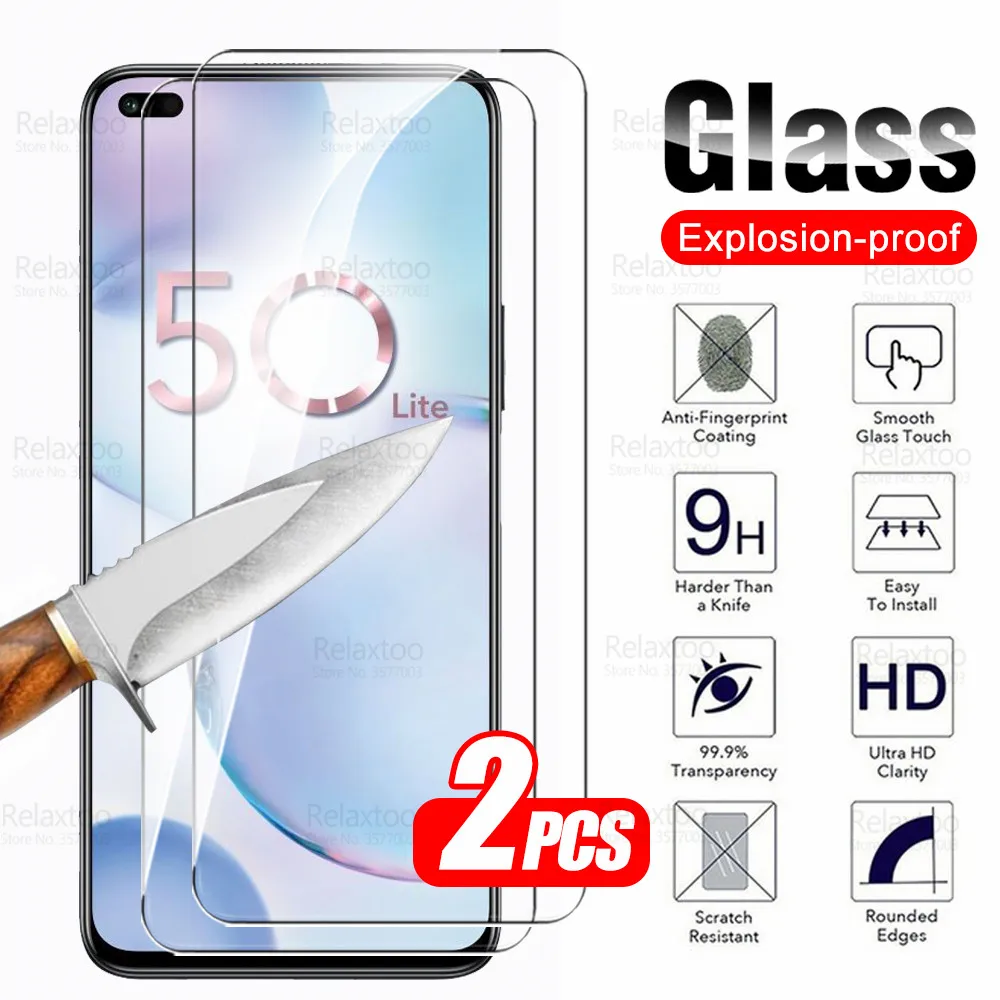 2pcs Tempered Glass For Honor 50 Lite Glass Honor50 Light Xonor Honer 50Lite Screen Protector Phone Armor Cover Protective Film