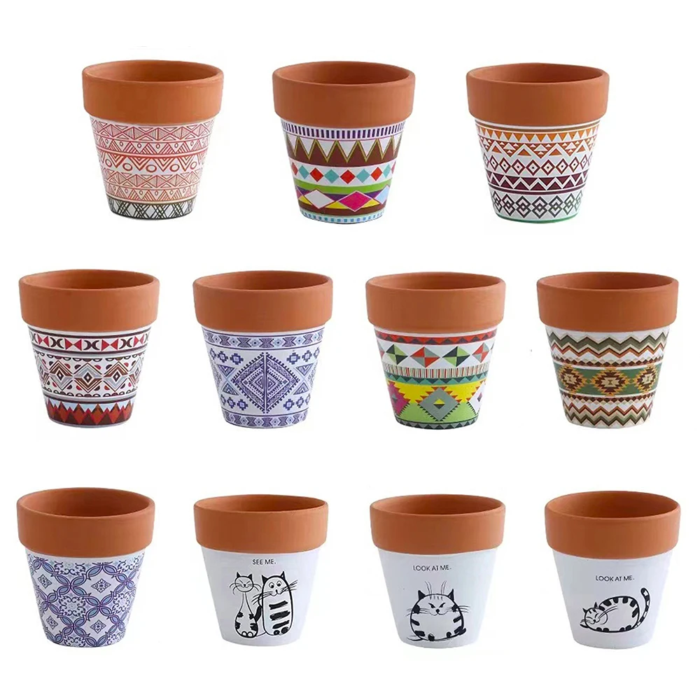 Creative Printing Flower Pot Pottery Planter Home Decoration Desktop Ornaments Garden Supplies Bonsai Succulent Pot Plant Pot