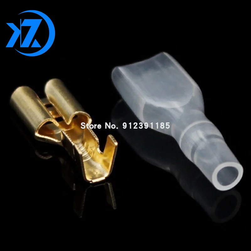 Female Terminals 6.3 mm with transparent sheath inserted spring 6.3mm Female connector terminal Faston with insulator for wire