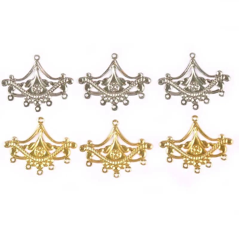 10Pcs/set Gold Silver Flower Filigree Wraps Connectors Metal Crafts For DIY Findings Jewelry Making Handicraft Scrapbook yk0766