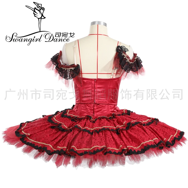 Black red Don Quixote Ballet Competition costumes for adults Professional Pancake Ballet Stage Cosutmes Tutus BT2058