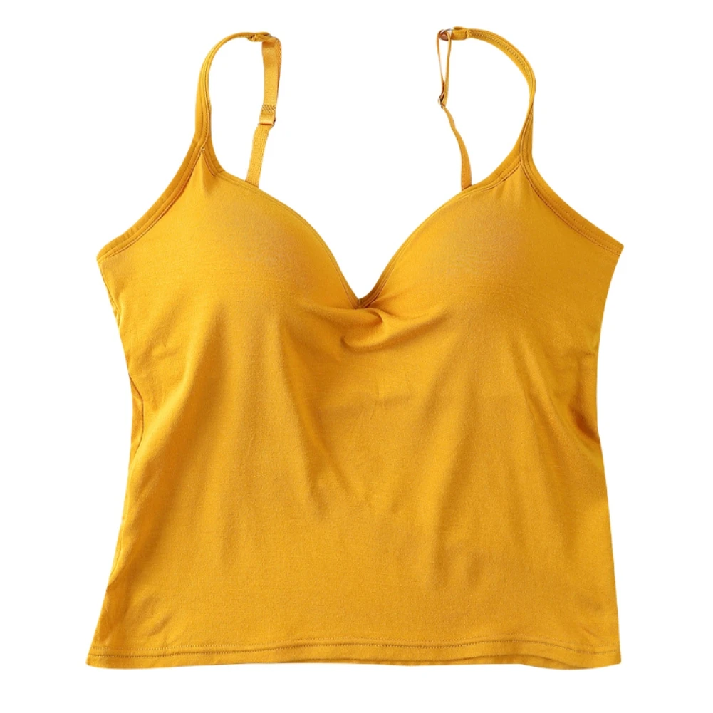 Gepolsterte Leibchen Für Frauen V-ausschnitt Verstellbaren Riemen Tank Tops mit Gebaut in Regal Bh Stretch Unterhemden Ärmel Tube Top