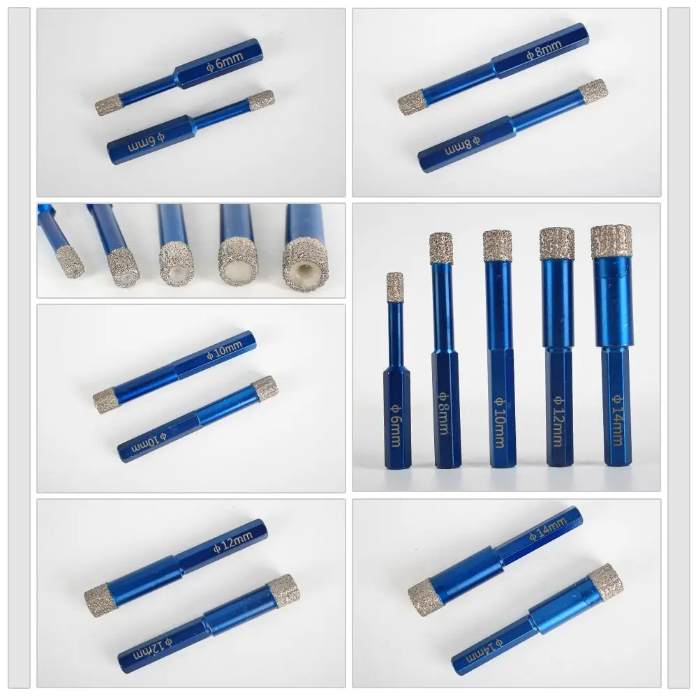 Raizi 1 Pc Diamond Drill Bit Ceramic Porcelain Tile Granite Marble Hexagon Shank 5/6/8/10/12/14 mm Hole Saw Cutter Power Tool