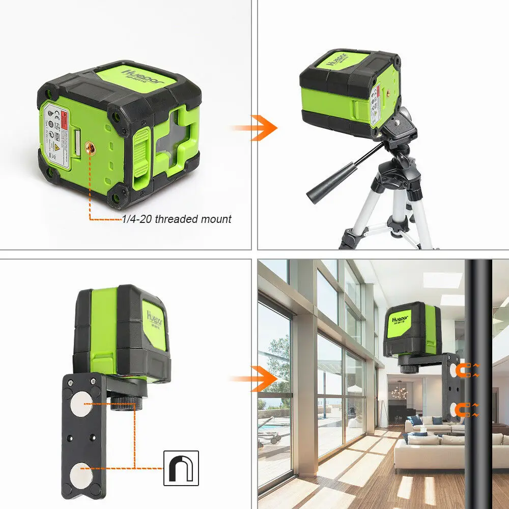 Huepar Laser level Red BeamCross Line Laser Self leveling Line Vertical Horizontal Red