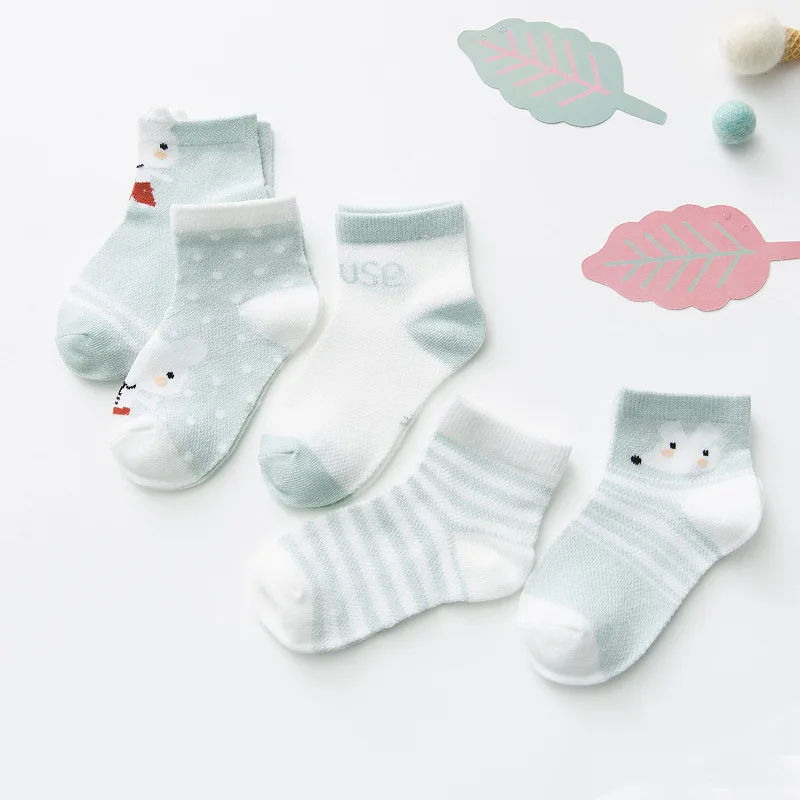 5Pairs/lot 2-12Y Children Socks Baby Socks for Girls Cotton Mesh Cute Newborn Boy Toddler Socks Baby Clothes Accessories