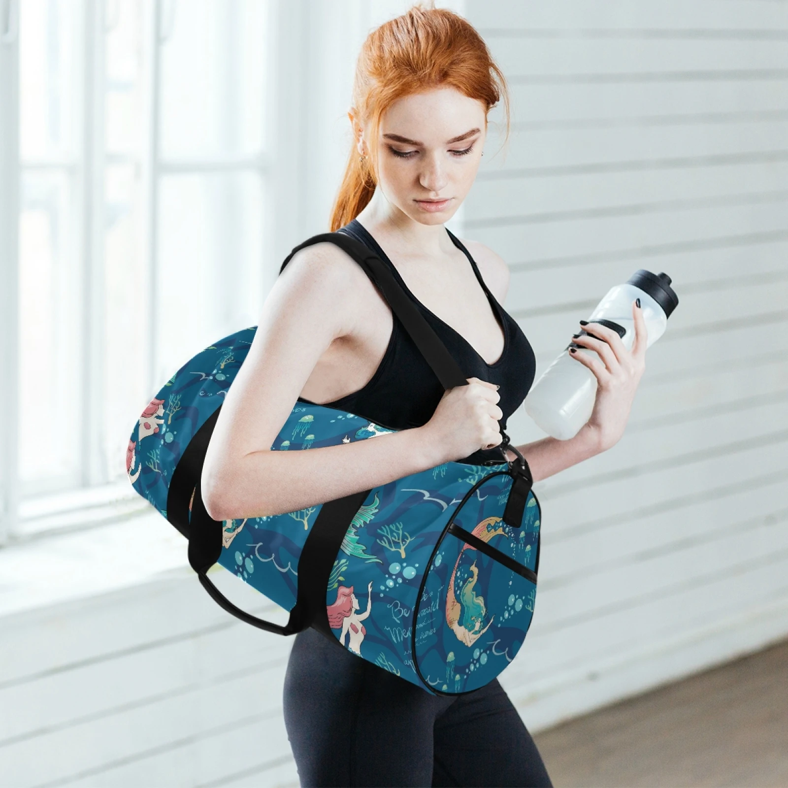 Training Gym Men Sports Bags For Fitness Shoulder Bag Shoes Storage Women Mermaid Jellyfish Coral Sac De Sport Homme Yoga Bag