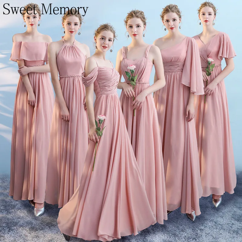 Maß Langen Chiffon Brautjungfer Kleider Mädchen Halbes Hochzeit Gast Kleid Mode Frau Spitze Bis Bodenlangen Formale Kleid