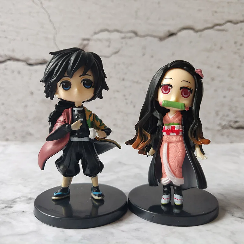 6Pcs Demon Slayer Anime Karakters 7Cm Figuur Cake Decor Anime Cartoon Kamado Nezuko Agatsuma Figuur Doll Ornament