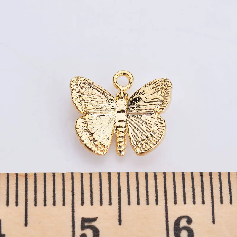 (1607)10PCS 11*10MM 24K Gold Color Brass Butterfly Charms Pendants High Quality Diy Jewelry Findings Accessories wholesale