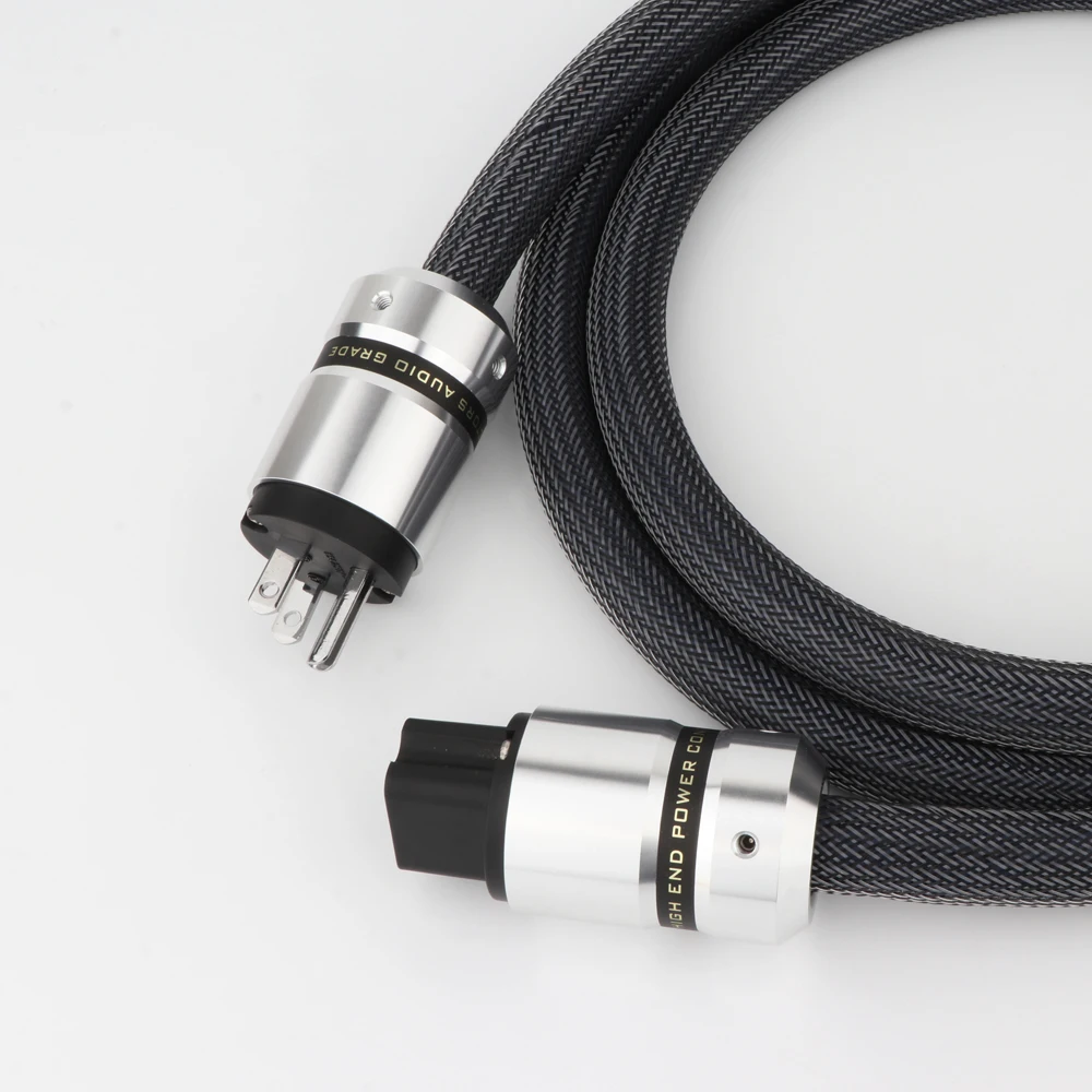 OFC Copper Hifi Audio Power Cable Audiophile Power Cord with US Plug &C19 IEC Female Connector D503080