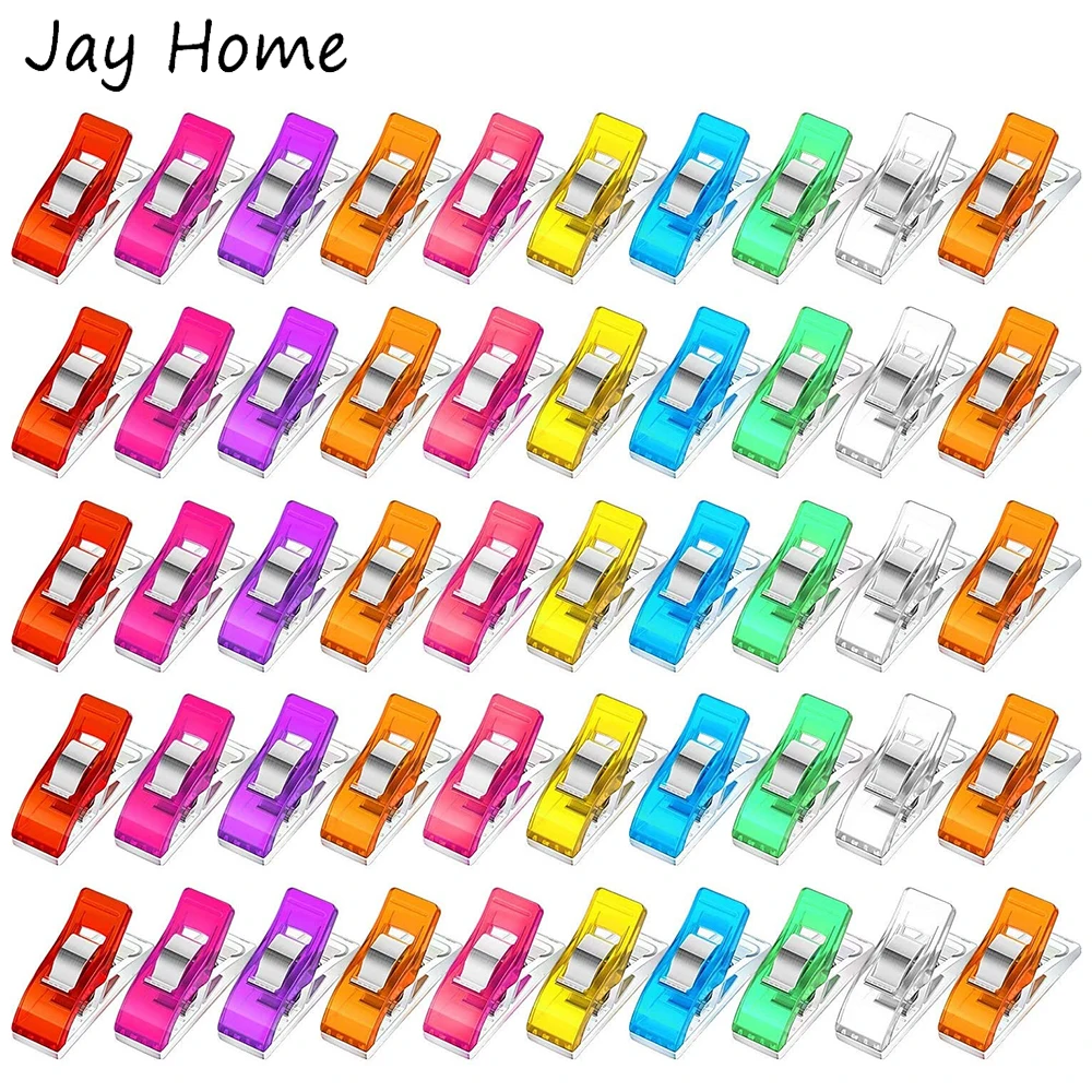 50Pcs Multipurpose Sewing Clips Colorful Binding Clips Plastic Craft Wonder Clips for Sewing Crafting Quilting Knitting Supplies