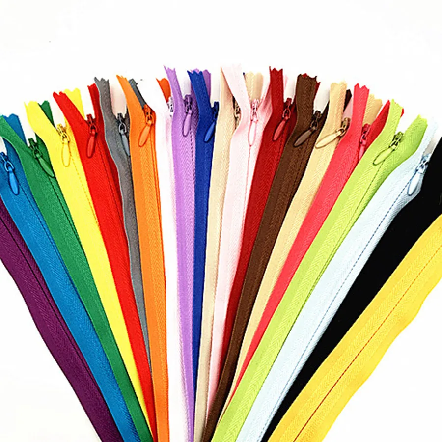 10 pieces, 40 cm length, invisible zipper, DIY, nylon zipper loop for sewing, clothing accessories, 20 colors