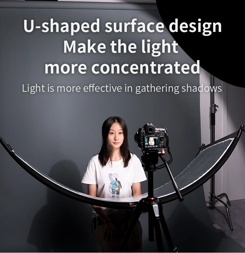 Selens 4in1 U-Shape Curved Light Reflector Adjustable Lighting Diffuser Kit for Photography Photo Studio Lighting with Carrying