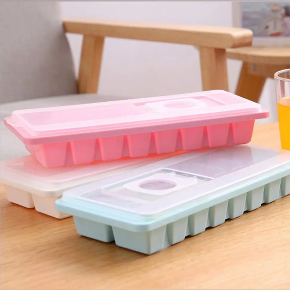 Ice Cube Tray Stackable Flexible Silicone Anti-overflow Large Capacity Easy Release Reusable Anti-dust Kitchen Accessory