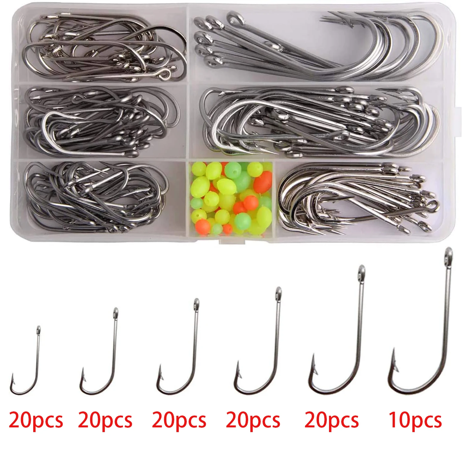 130pcs/Box Stainless Steel Hooks O'shaughnessy Forged Long Shank Hook Extra Strong Saltwater Freshwater Fishing And Fishing Bead