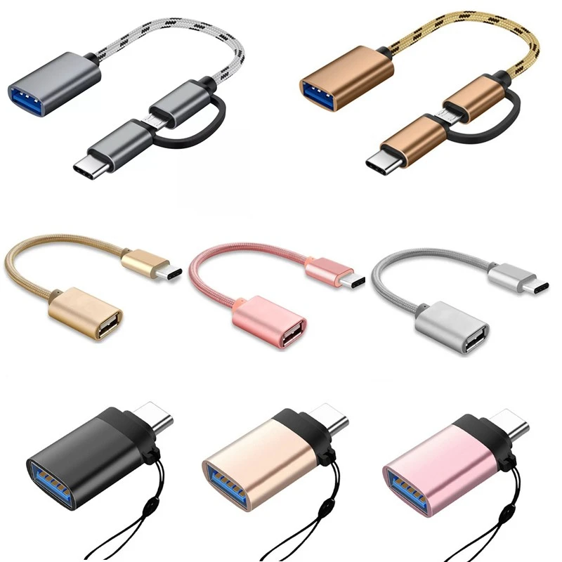 2 in 1 Type-C OTG Adapter Cable for Samsung S10 S10 Xiaomi Mi 9 Android MacBook Mouse Gamepad Tablet PC Type C OTG USB Cable