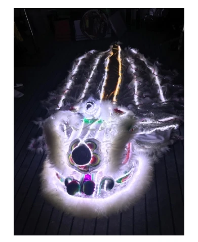 White light LED Lion Dance costume Wool Southern Lion Nightclub cosplay halloween Dragon Dance Bar Stage show clothing