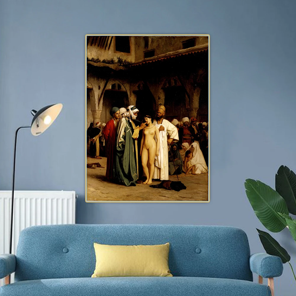 

The Slave Market 1866 by Jean Leon Gerome Canvas Art Oil Decorative Painting Aesthetic Picture Wall Decor Home Decoration