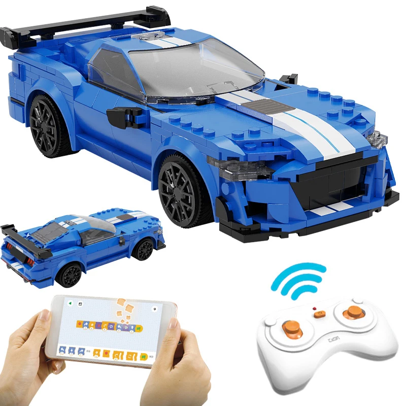 Cada 325 stks Stad RC Racewagen App Programmering Bouwstenen Afstandsbediening Snelheid Voertuig Bakstenen Speelgoed voor Kinderen