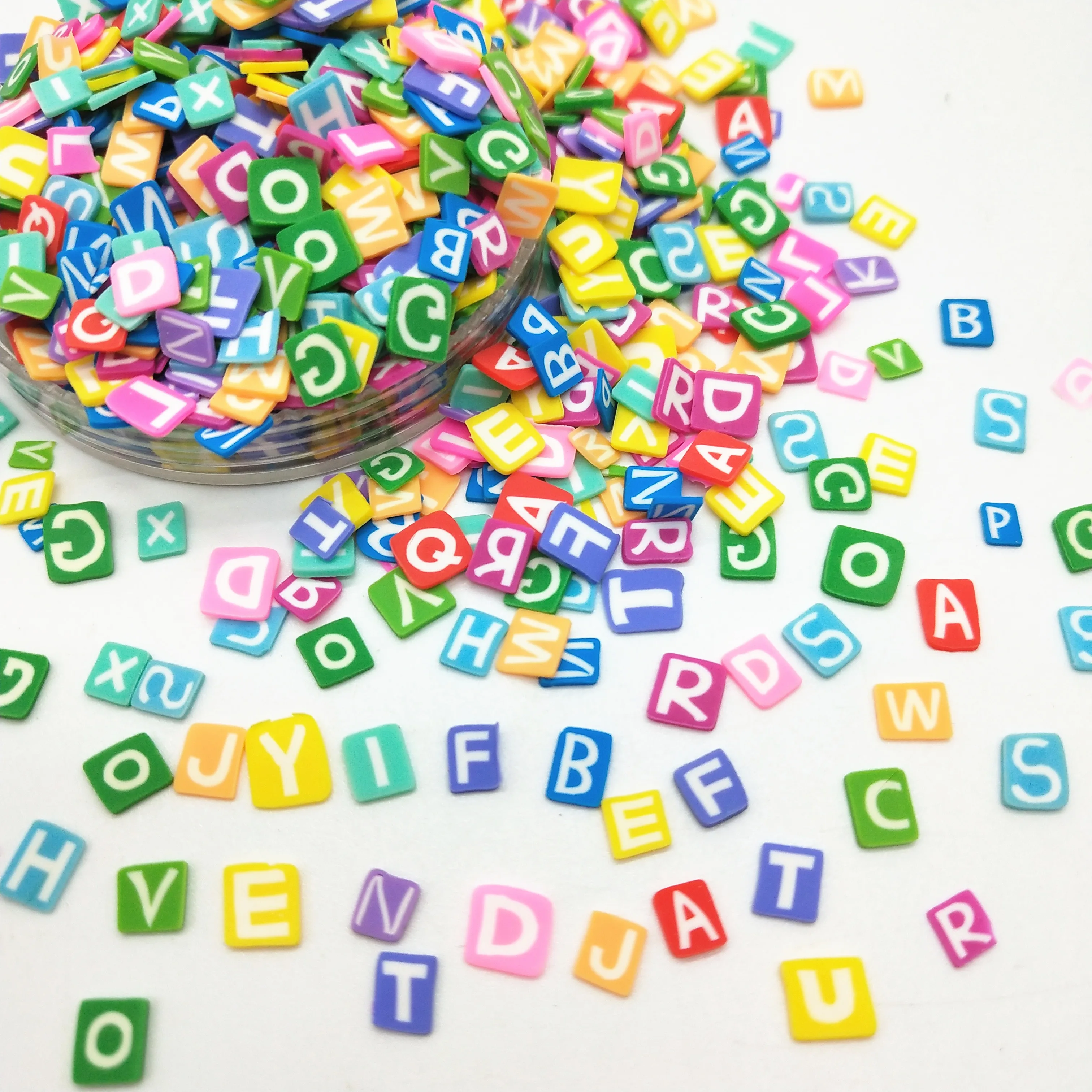 20g/lot 5mm English Letters of Alphabet Character Polymer Clay Colorful for DIY Crafts Tiny Cute Accessories Assorted