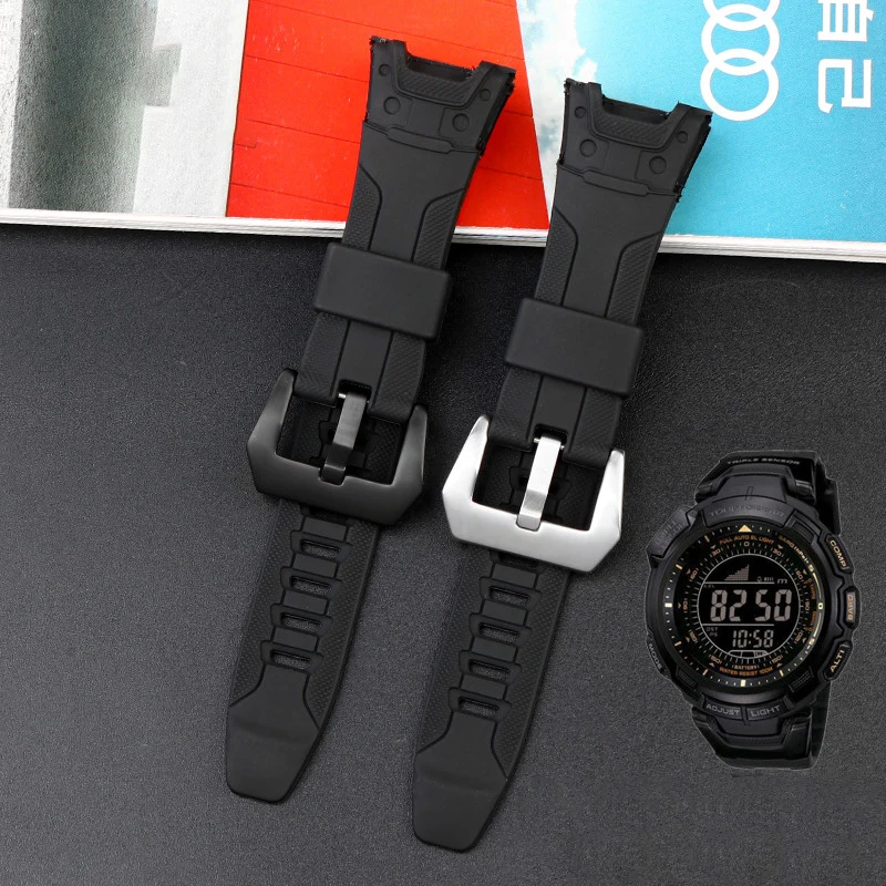 Waterproof silicone tape watchband for CASIO  prg-110y / prw-1300y series rubber watch belt 26mm men's wristband bracelet chain