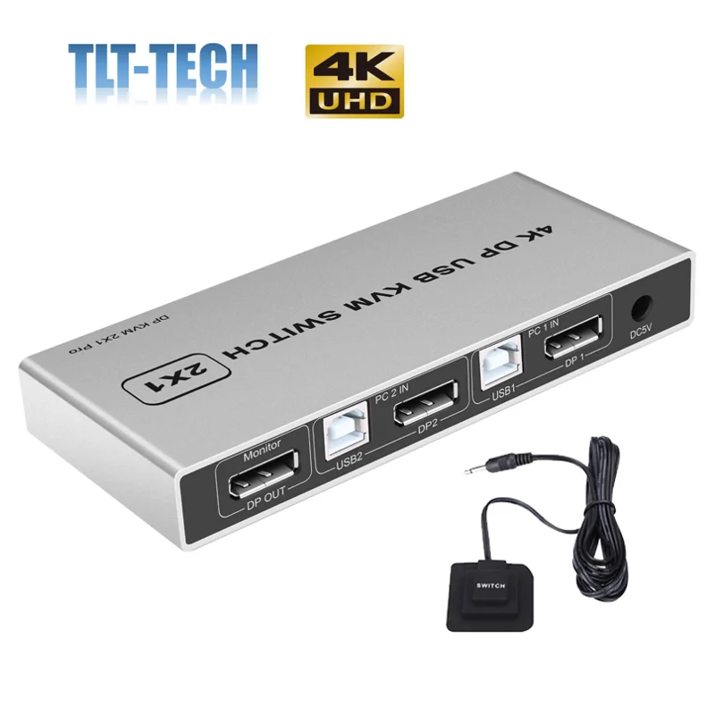 Switch KVM Displayport a doppia porta 8K @ 60Hz USB Displayport KVM DP Switcher 4KX2K/60Hz Displayport 2 in 1 out KVM USB