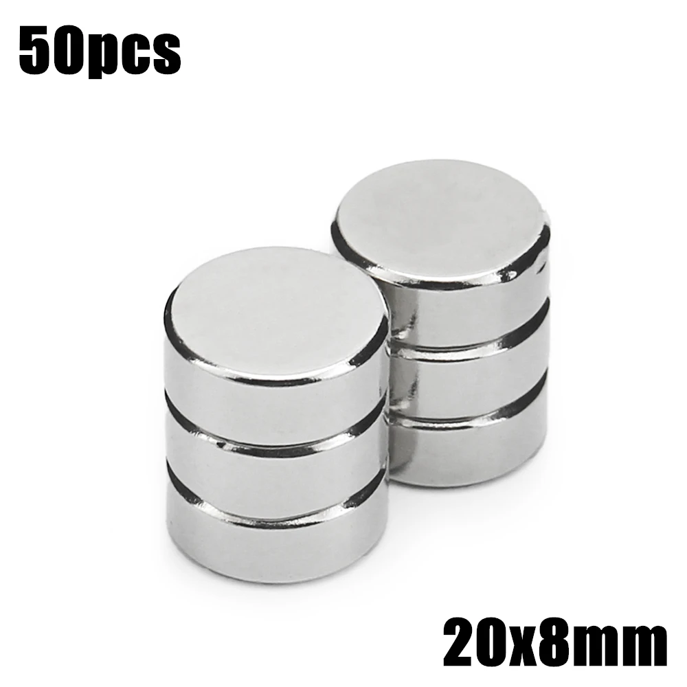 50pcs 20x8mm Super Powerful Strong Bulk Small Round NdFeB Neodymium Disc Magnets Dia 20*8mm N35 Rare Earth NdFeB Magnet