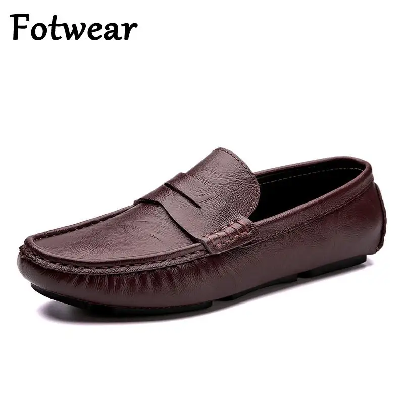 

Genuine Leather Men Loafers Brown Black Cow Leather Penny Loafers Adult Office Career Mens Shoes Moccasins Driving Shoes Leisure