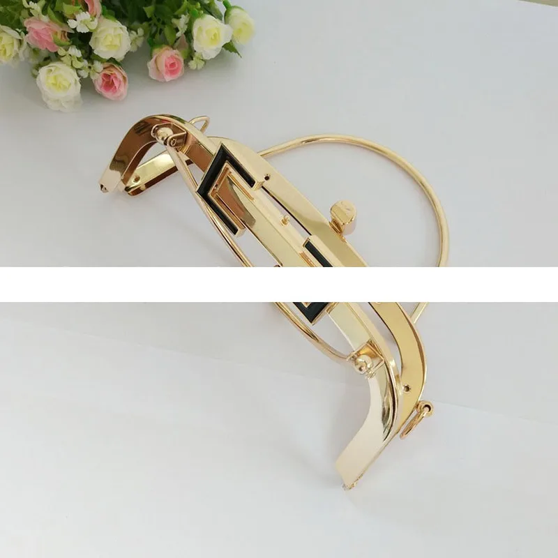 20.5cm Vintage Elegant Women Purse Frame Clutch Bag Clasp with Handle Knurling Bronze Hardware Accessories