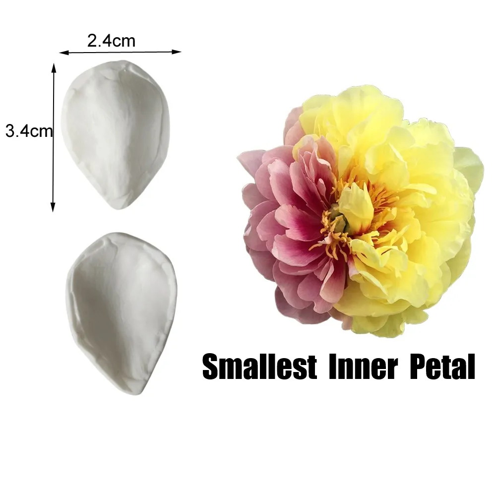 New Peony Silicone Mold Flower Fondant Veiner Gumpaste Mold Sugarcraft Resin Clay Cake Decorating Tool M2835