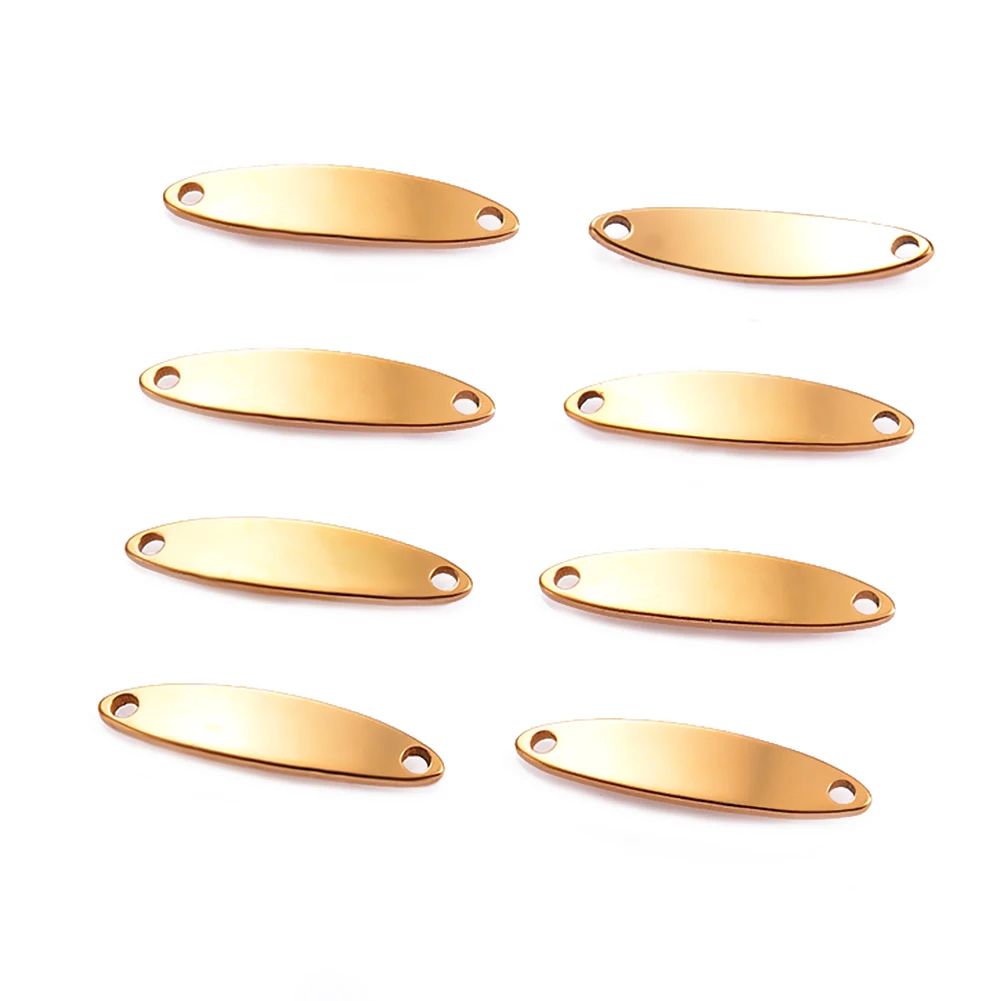 10pcs/lot Gold Stainless Steel Oval Blank Bar Hand Stamping Tags Connectors Bar For Jewelry Making Engraved DIY Making Bracelet