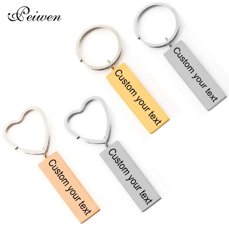 Personalized Customized Text Keychain Anti-lost Keyring Private Custom Engraved Your Name Text Keyrings Signature Key Chain Gift