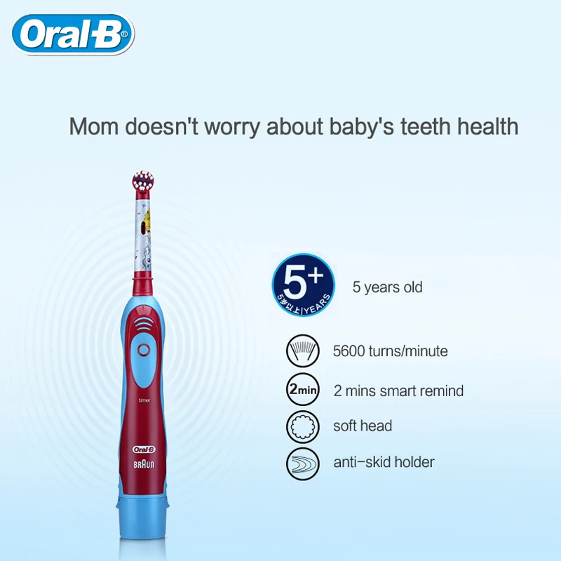 Oral-B Children\'s Battery Powered Electric Toothbrush Oral Dental Clean Waterproof  Kids Toothbrush Replace Heads For Age 3+