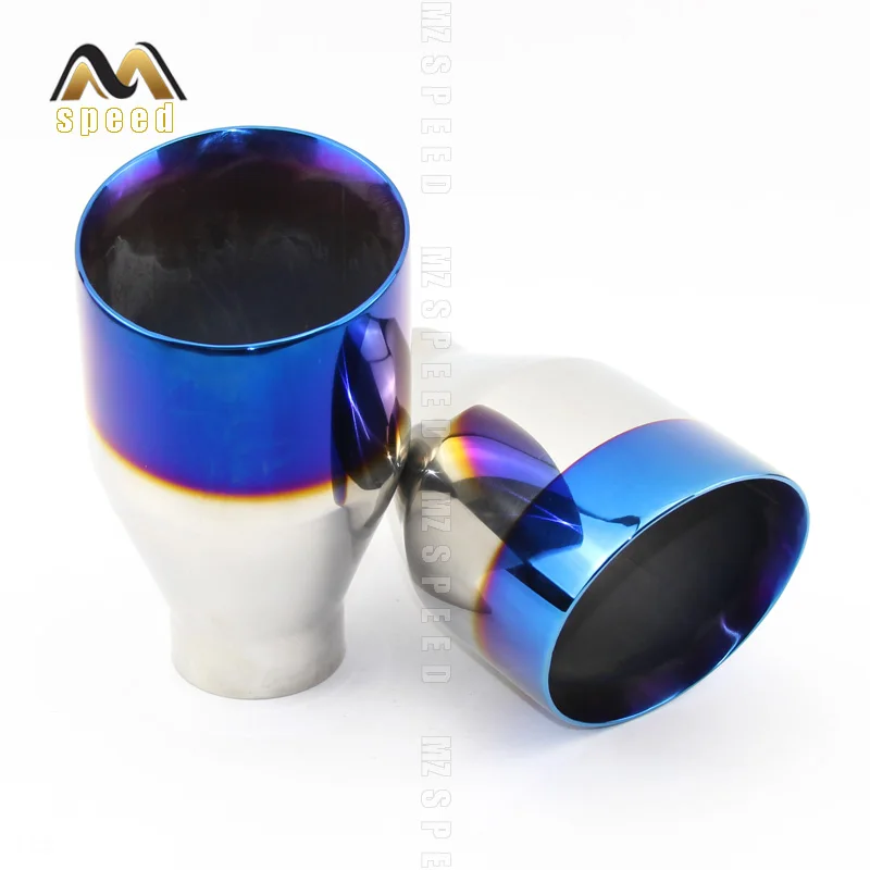 1PC 4.5-inch general purpose smooth stainless steel blue tailpipe large diameter automotive retrofitted muffler tailpipe