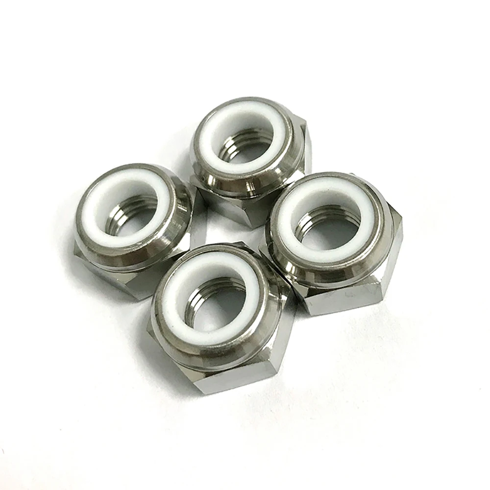 

M10 M12 DIN985 Titanium Nuts Ti Nylon Lock Hexagon Nuts Screw Cap with Flange Race Spec for RC Buggy Motorcycle Bolts 4 PCS