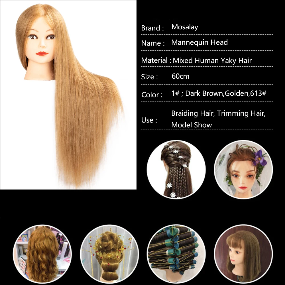 Mannequin Head With 85% Real Hair Female Training Training Dolls Styling Head Manikin Head For Hairdressers Hairstyles Tools