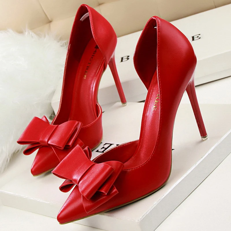 BIGTREE Shoes Bow-knot Woman Pumps Stiletto 10.5 Cm Women Basic Pump Pointed Toe Classic Pumps Sexy High Heels Women Shoes 2024