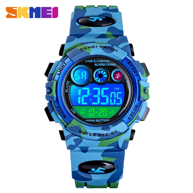 

SKMEI 1547 Camouflage LED Lights Energetic Children Sport Watches 50M Waterproof Electronic Wristwatch For Boys Girls