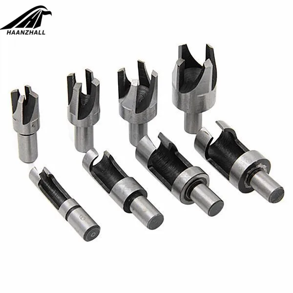 8 stücke 5/8 "1/2" 3/8 "1/4" Carbon Stahl Holz Stecker Loch Cutter Bohrer Set 10mm Schaft 6/10/13/16mm