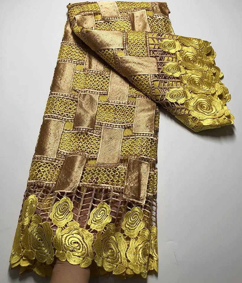 Lo último en tela de encaje suizo africano francés, guipur nigeriano suave, cordón Soluble en agua, tela de encaje con piedras para vestido de boda y fiesta